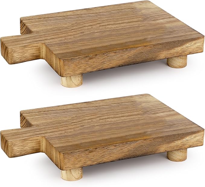 2 Pcs Handmade Wooden Tray, Practical Bathroom and Kitchen Decoration by Teniinet