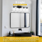 Sailstar 5-Light Bathroom Light Fixtures Over Mirror, Matte Black Vanity Lights - Image 2
