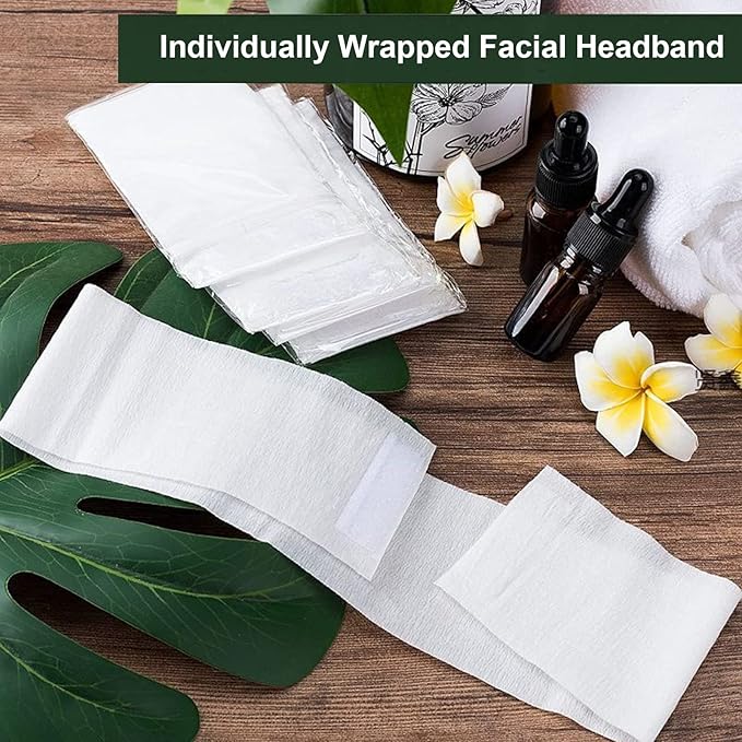 200 Pieces Disposable Spa Facial Headbands Individual Wrapped Elastic Makeup - Image 6
