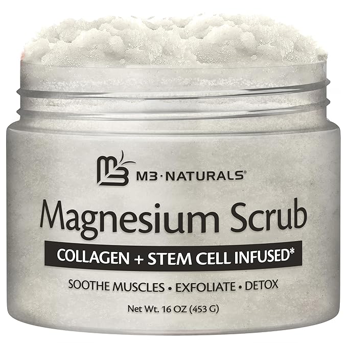 Magnesium Body Scrub for Sore Muscles, Exfoliation & Relaxation | Calming & by M3Naturals