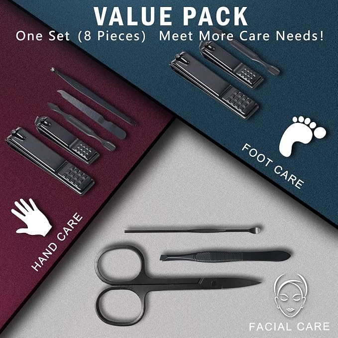8 PCS Nail Clippers, ONLYWEE Premium Manicure Set - Image 3