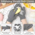 Anezus Exfoliating Back Scrubber Bath Gloves Set, Exfoliating Shower Towel - Image 3