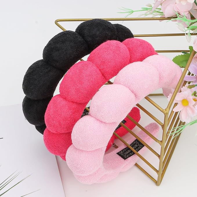 WHAVEL 3 Pack Spa Headband Skincare Headbands, Makeup Headband Sponge Terry - Image 6
