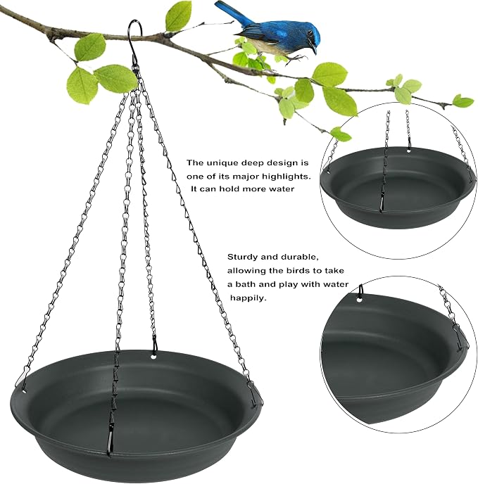 VUWEZ Hanging Bird Bath, Hanging Bird Water Feeder - Image 3