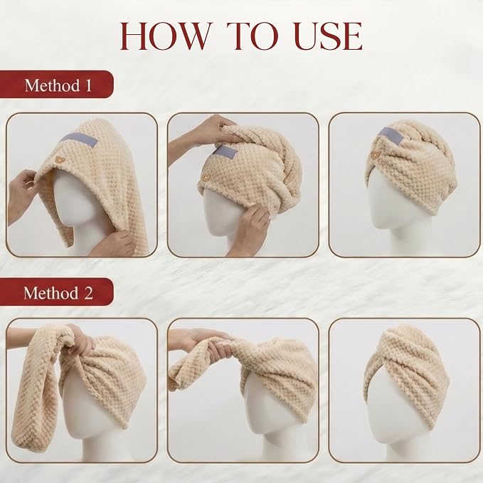 2 Pack Microfiber Hair Towel Wrap - Image 6
