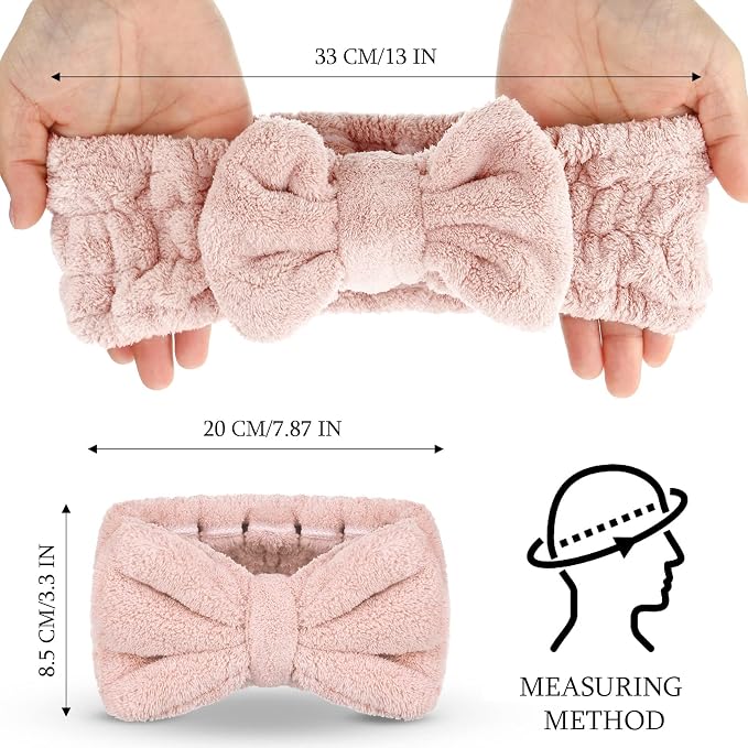3 Pieces Makeup Headband with Bow Spa Headband - Image 2