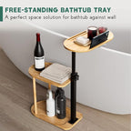 Yumkfoi 3 Layer Bath Tub Tray Table, Freestanding Bamboo Bath Tray Caddy - Image 2