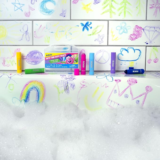 Mr. Bubble Bath Time Body Paints – 6-Color Washable Bath Paint Sticks - Image 3