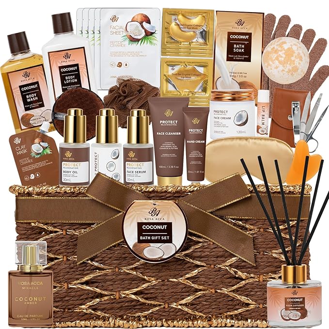 35 Pcs Coconut Vanilla Spa Gift Basket by RAROSAACCA