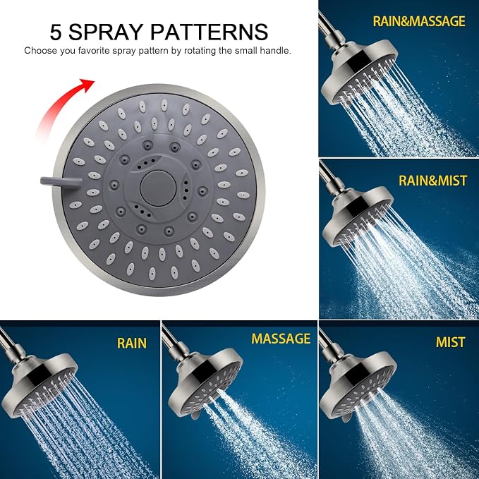 Shower Head and 15 Stage Shower Filter Combo, FEELSO High Pressure 5 Spray - Image 4