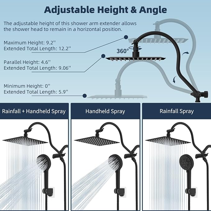 Hibbent All Metal CUPC Certified Shower Head, Handheld Showerhead Combo - Image 6