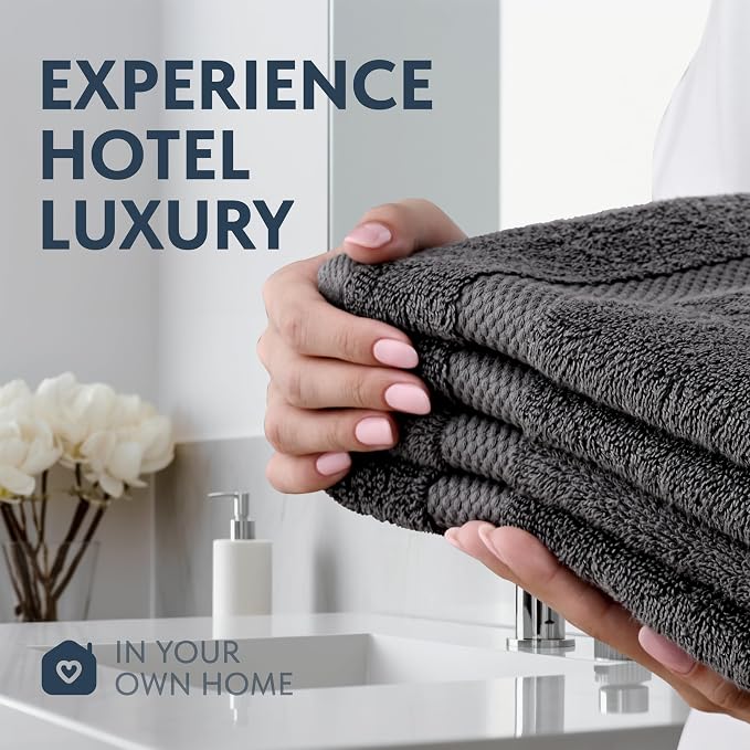 White Classic Luxury Dark Gray Hand Towels - Image 6