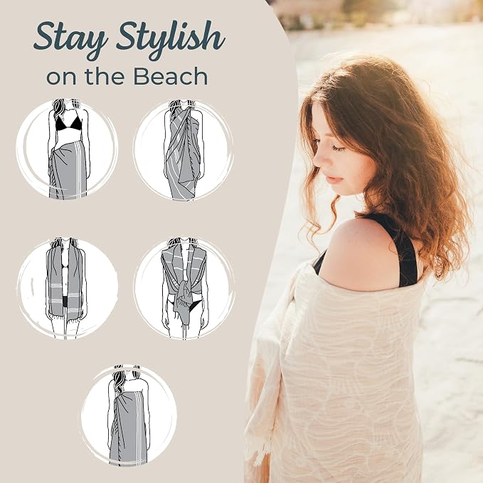 Premium Turkish Beach Towel – 100% Cotton, Quick Dry, Sand Free, Oversized 35” - Image 5
