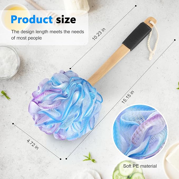 Loofah on a Stick PE Soft Mesh Luffa - Image 3