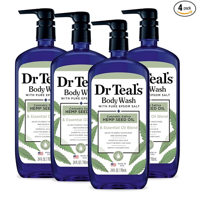 Dr Teal's Body Wash with Pure Epsom Salt, Cannabis Sativa Hemp Seed Oil by DrTeals