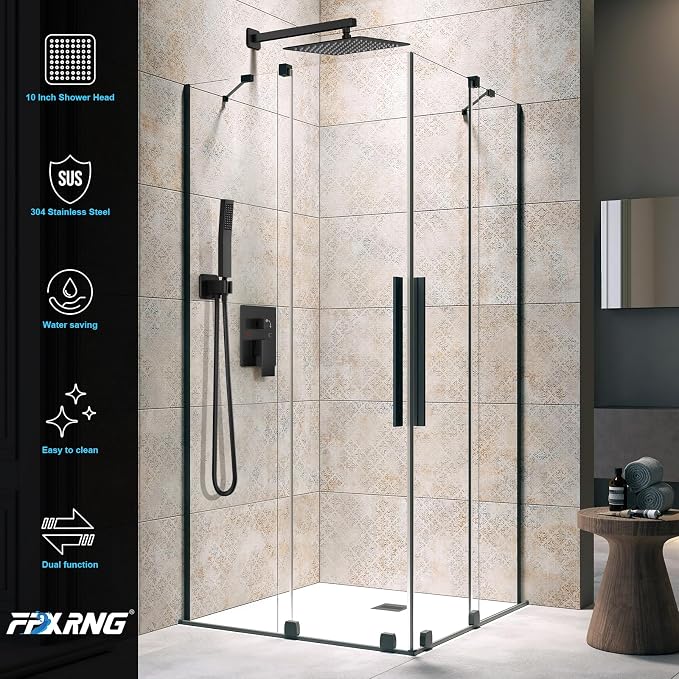 FPXRNG Black Shower Faucet Set, Rainfall Shower System - Image 3