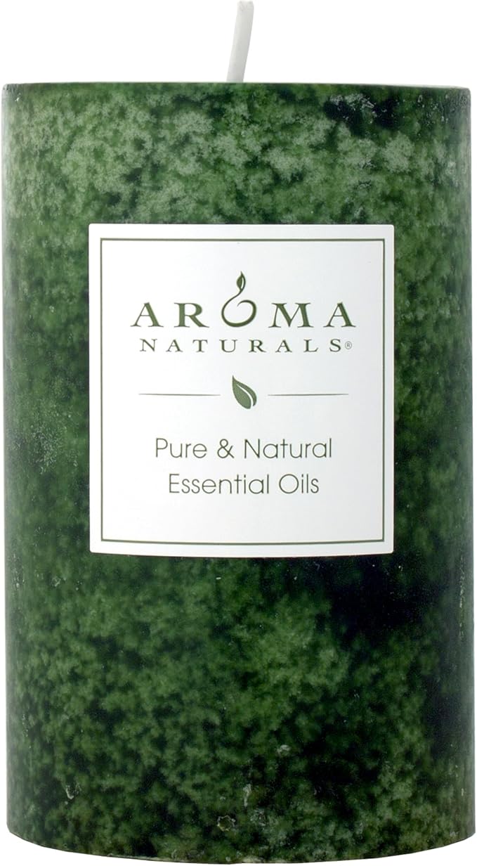 Aroma Naturals Holiday Juniper, Spruce and Basil Essential Oil Pillar Candle by Aroma+Naturals