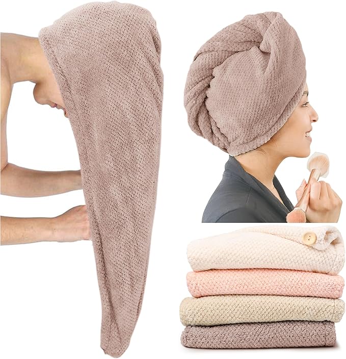 ROLSHOL Extra Large 4 Pack Microfiber Hair Towel Wrap by ROLSHOL