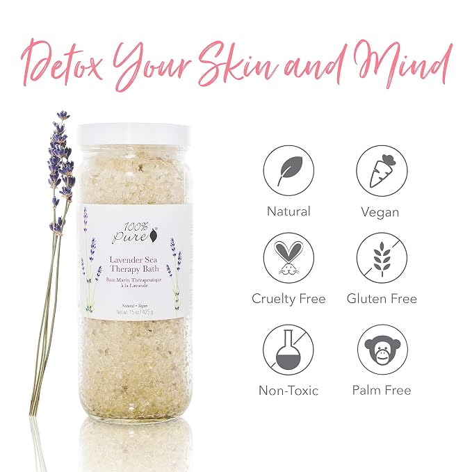 100% PURE Lavender Sea Therapy Bath Soak, Bath Salts - Image 7