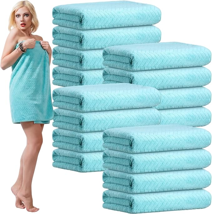 SmoothNovelty 16 Pack Microfiber Bath Towels Bulk 27'' x 60'' Oversized Size by SmoothNovelty
