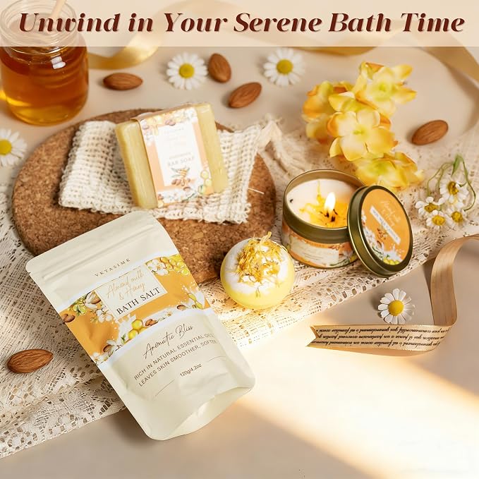Birthday Gifts for Women, Almond Milk & Honey Relaxing Spa Gift Baskets for - Image 3