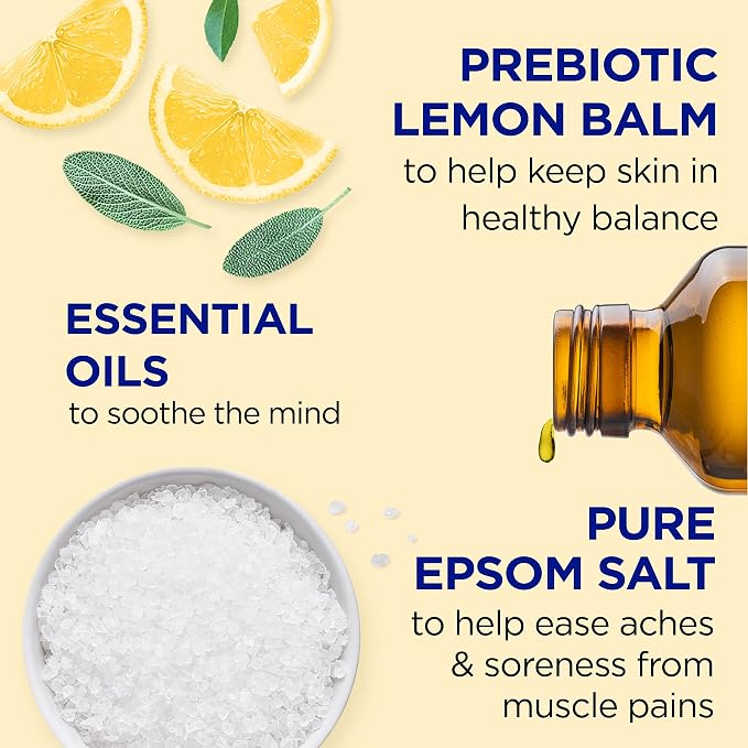 Dr Teal's Pure Epsom Magnesium Salt Soak, Prebiotic Lemon Balm & Essential Oil - Image 3