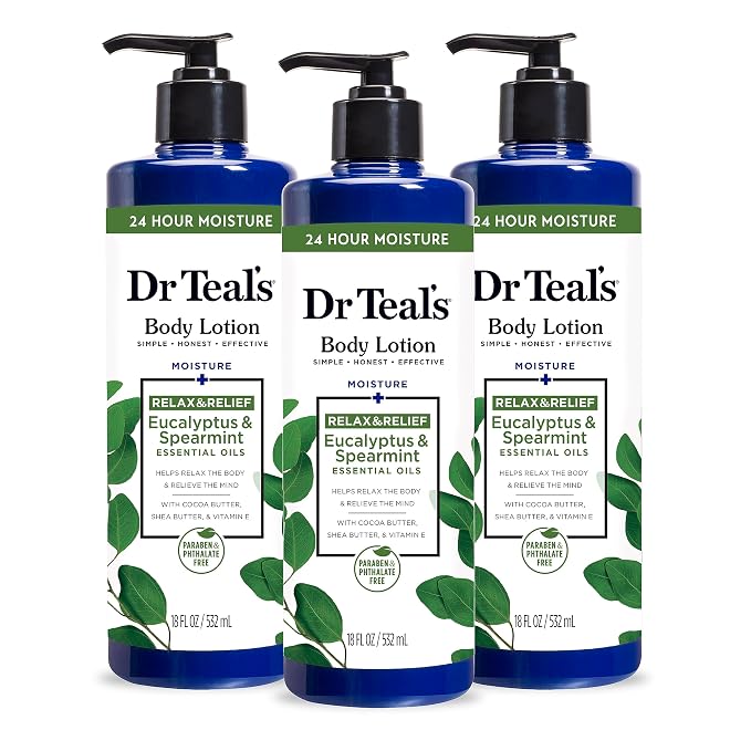 Dr Teal's 24 Hour Moisture+ Body Lotion, Eucalyptus & Spearmint & Essential Oils by DrTeals