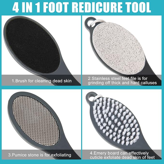 Foot File Callus Remover-2 Pcs 4 in 1 Foot Scrubber Dead Skin Remover - Image 2
