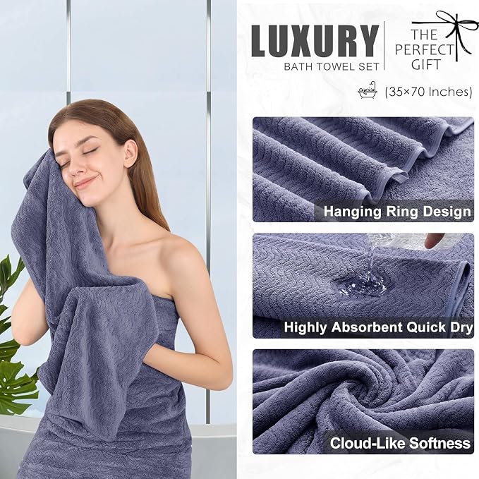 4 Piece Extra Large Bath Towel 35"x70" Oversized Bath Sheet Bath Towel Set - Image 3