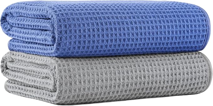 MICROFI New Microfiber Waffle Bath Towels, 2 Pieces, Fast Drying, Lint Free 430 by Unknown