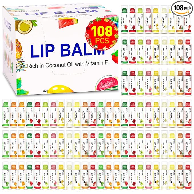 DMSKY Lip Balm 108 Pack, Natural Lip Balm Bulk by DMSKY
