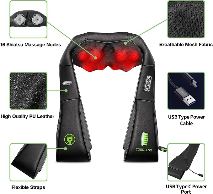 cotsoco Cordless Shiatsu Neck and Shoulder Massager - Image 4