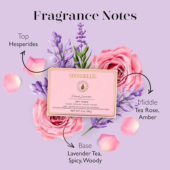 Spongellé French Lavender Pedi Buffer Bath Sponge | Exfoliating Foot & Heel - Image 3