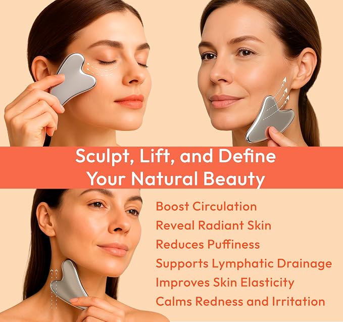 Stainless Steel Gua Sha Tool for Face & Neck – Facial Massage Tool for - Image 2