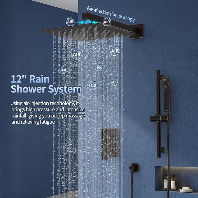 SR SUN RISE 12 Inch Oil Rubbed Bronze Shower Faucet Set, Wall-Mount Adjustable - Image 2