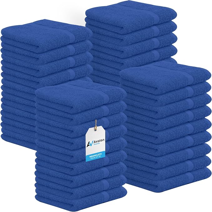Avalon Towels Cotton Washcloths – Size 12x12 Inches, 100% Ring Spun Cotton by AvalonTowels
