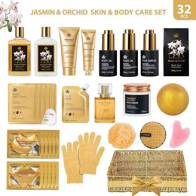 32 Pcs Mother's Day Gifts, Orchid Spa Basket Gift Set - Image 2