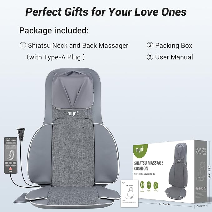 Mynt Back and Neck Massager for Pain Relief Deep Tissue, 3D Shiatsu Acupressure - Image 7