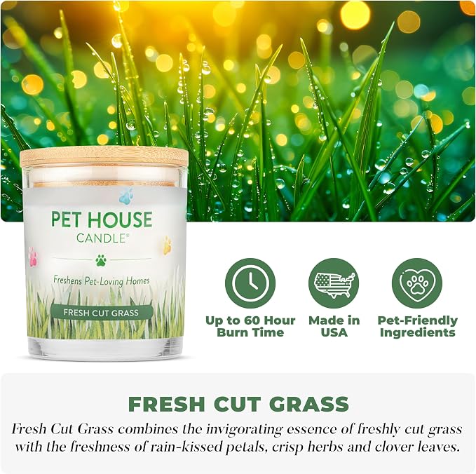 Pet House 9 oz Fresh Cut Grass Scented Candle, Clean Burning, Long Lasting - Image 2
