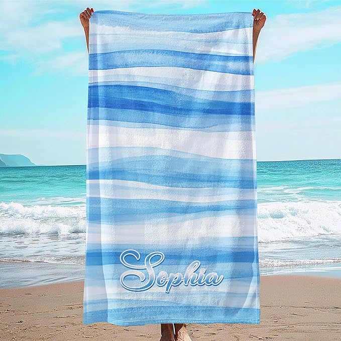 JML Custom Beach Towel with Name, Personalized Microfiber Beach Towel with Name by JML