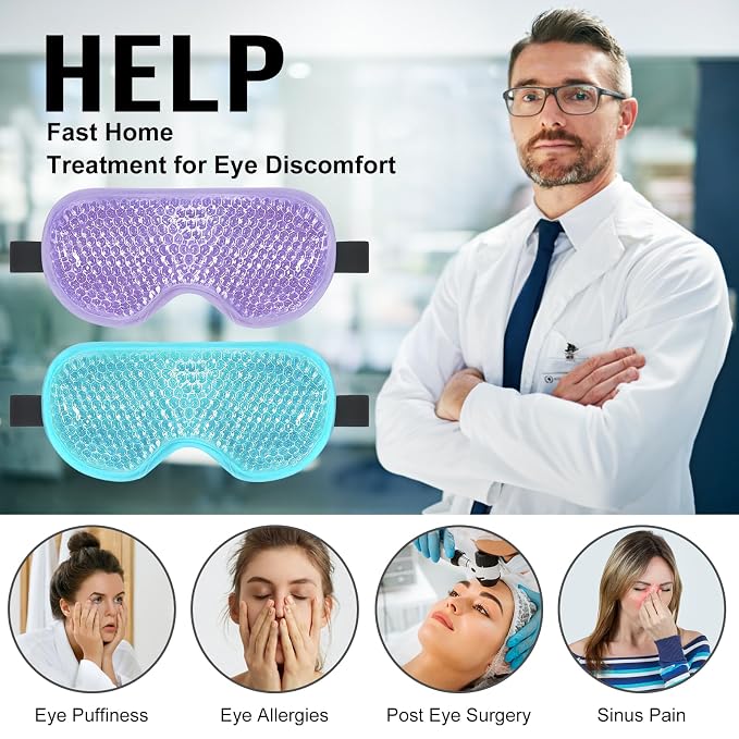 BeeVines Gel Eye Mask, 2 Pack Cooling Ice Masks - Image 2
