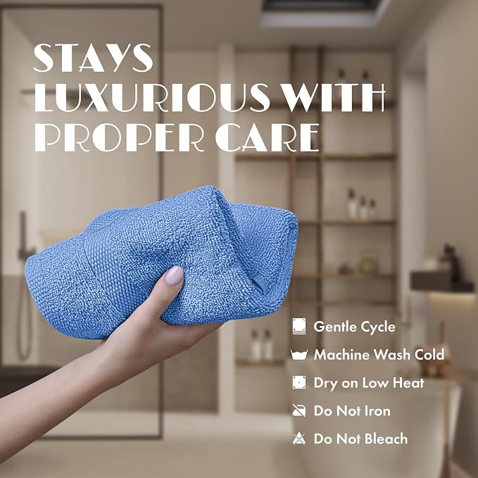 White Classic Light Blue Washcloths Set - Image 6