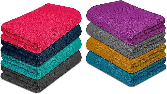 ZUPERIA Premium Multicolor Bath Towels Set of 8 100% Pure Cotton Shower Towels - Image 8