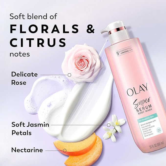 Olay Super Serum Body Wash for Sensitive Skin, 24hr Long Lasting Hydration - Image 4