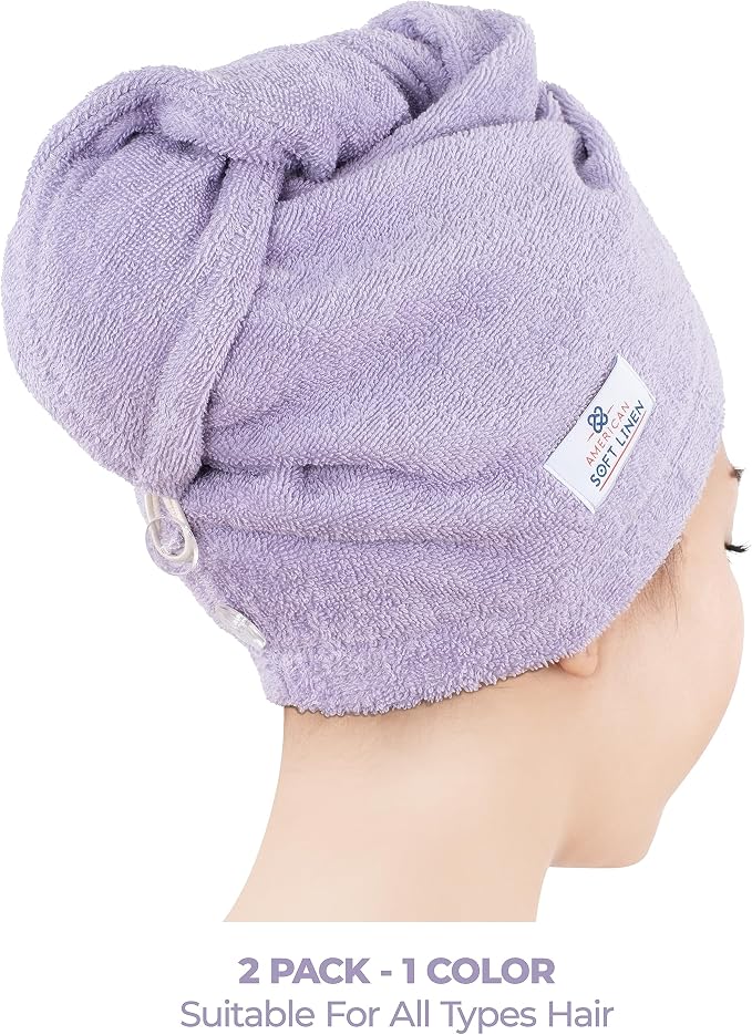American Soft Linen 100% Cotton Hair Towels - Image 3