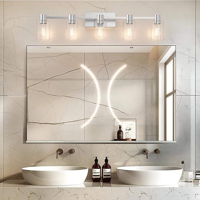 5-Light Modern Vanity Light Fixtures Over Mirror, Brushed Nickel Bathroom Light - Image 8