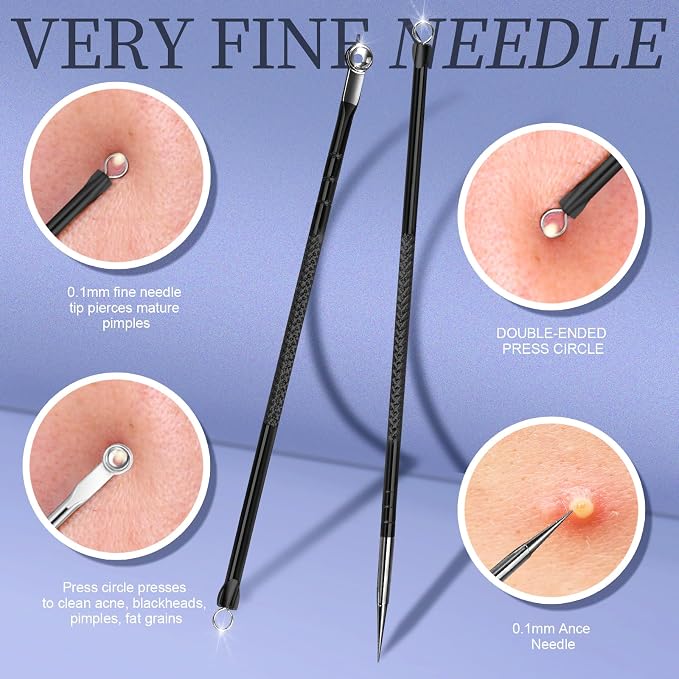 Teenitor Blackhead Remover Tools, Pimple Popper Tool Kit, Ingrown Hair Tweezers - Image 6