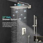 SR SUN RISE Shower System with 10" Rain Showerhead, Square Handheld Showerwith - Image 2