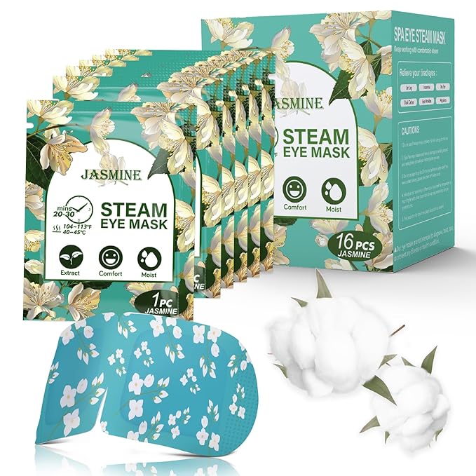 16-Pack Steam Eye Masks for Dry Eyes, Jasmine Warm Eye Mask for Tired Eyes by ProCIV
