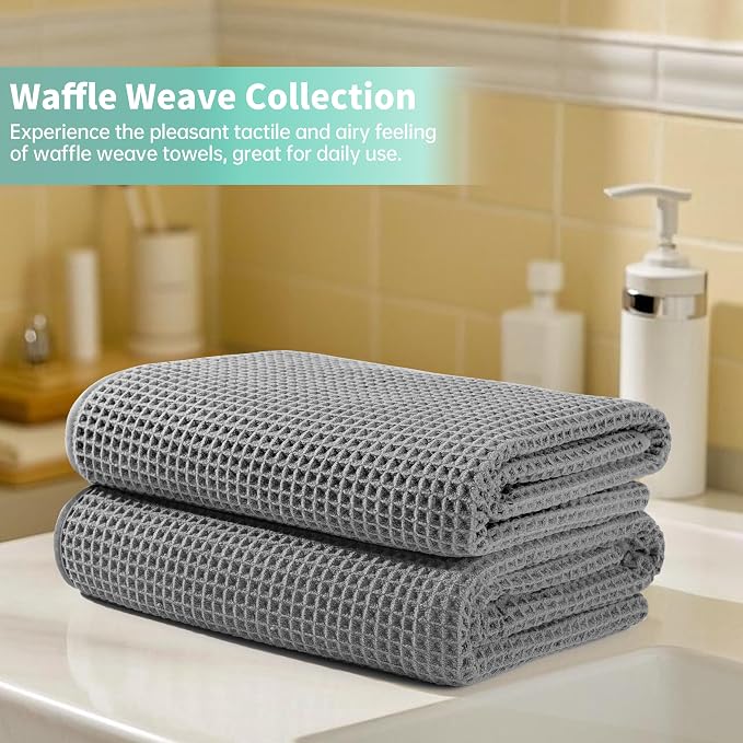 MICROFI New Microfiber Waffle Bath Towels, 2 Pieces, Fast Drying, Lint Free 430 - Image 6